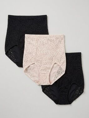 Bali | Lace ’N Smooth High-Waist Shapewear Briefs Bundle of 3 Size 2XL Like New
